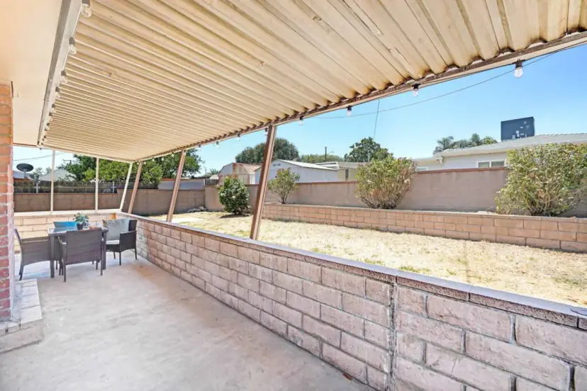 Covered patio with seating