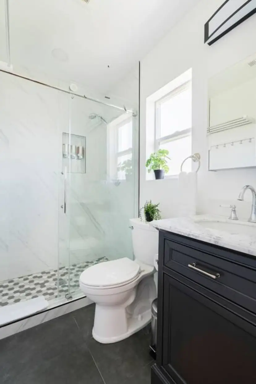 Bathroom with a glass shower