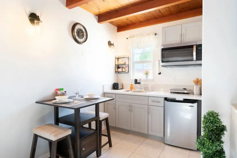 Kitchenette with a small dining table