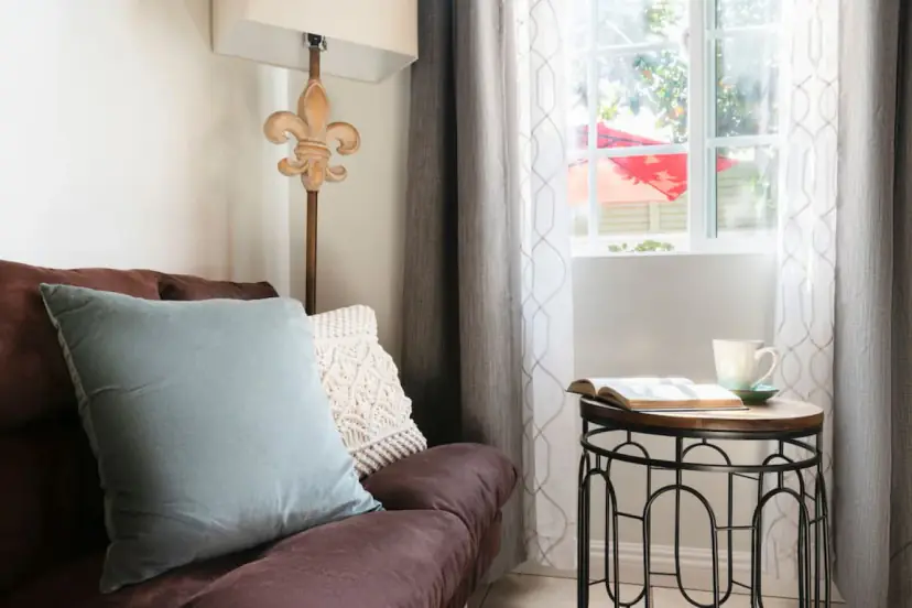 Futon sofa by the window