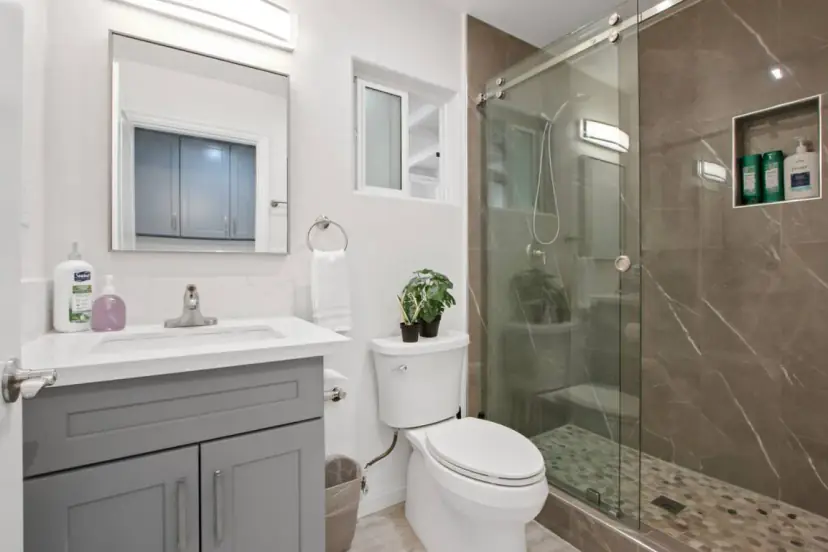 Bathroom with a glass walk-in shower