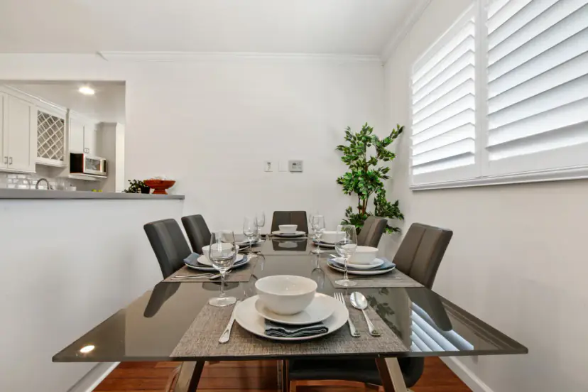 Dining table set for four