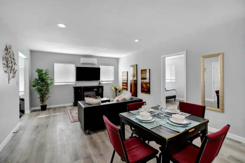 Open living and dining room