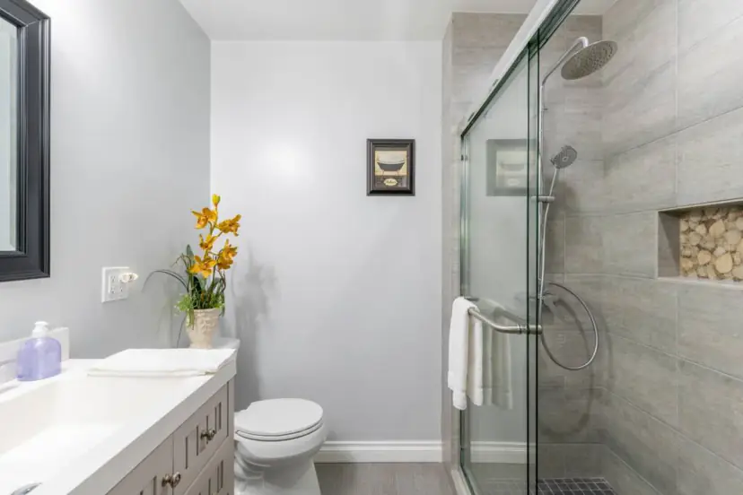 Bathroom with a glass walk-in shower