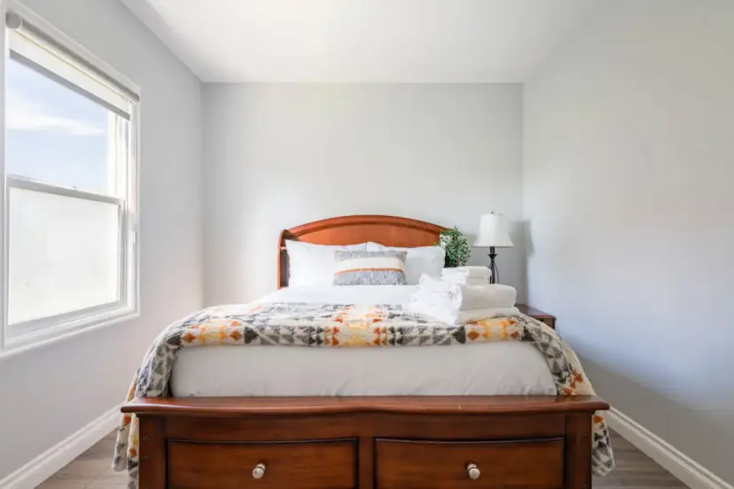 Bedroom with a storage bed