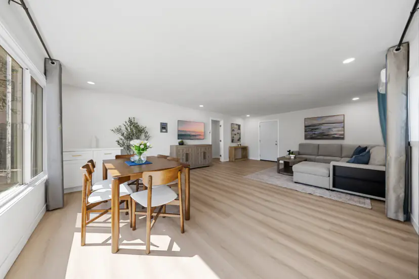 Dining table for six and the sectional lounge